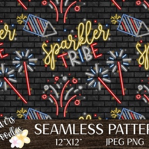 Independence Day Seamless File, 4 juli Digital Paper, 4 juli Seamless Pattern, Rood Wit en Blauw PNG, Patriotic Digital Paper