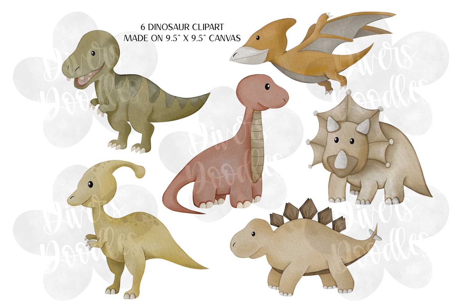 Baby Dinosaur Clipart PNG, Dinosaur Nursery Clipart, Watercolor ...