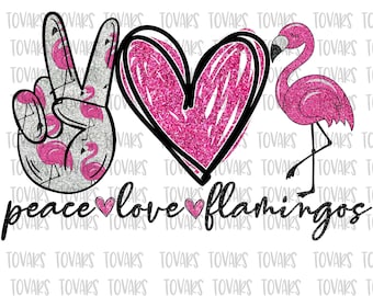 Peace Love flamingo Sublimation Download flamingo Glitter pink Instant Sublimation Download Clipart flamingo instant download