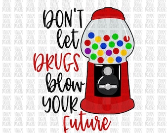 Red Ribbon Week Gumball Machine PNG File: Drug-Free Design