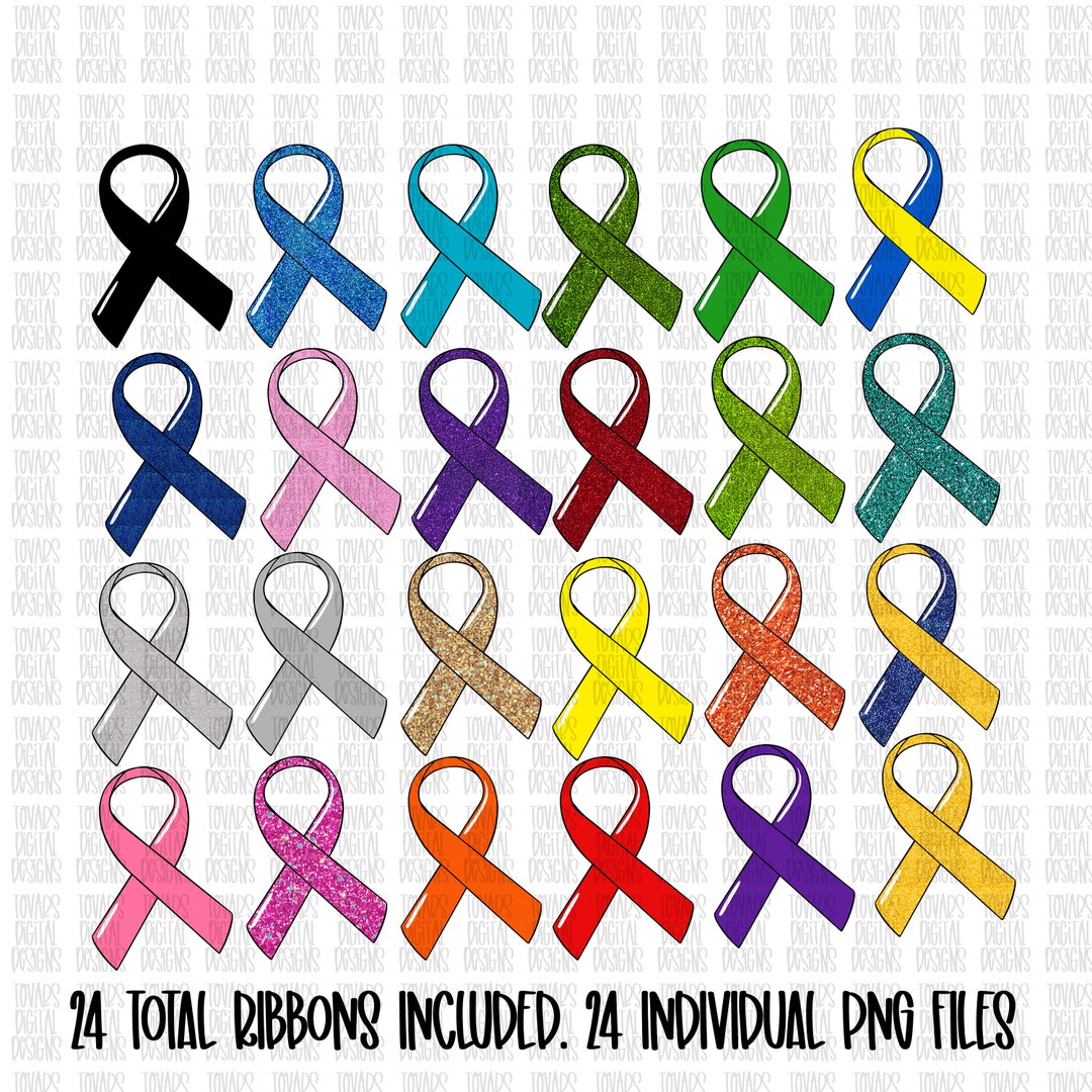 Awareness Ribbon PNG Clipart: 24 Ribbon Designs (digital Download) - Etsy