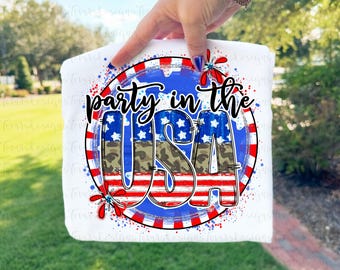 Party in the USA Camo png, 4th of July Sublimation Design, Patriotic Camo Clipart, USA Summer Printable Art, Digital Download