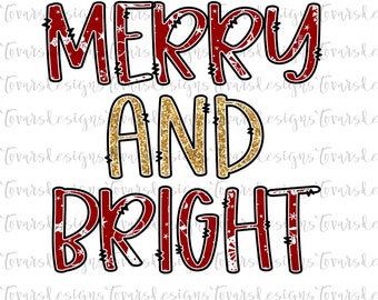 Descarga de sublimación de Feliz y Brillante Navidad, Archivo de Feliz y Brillante Navidad, Sublimación, Archivo PNG de Navidad, Descarga digital