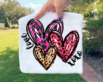 Valentine Day Hearts png, XOXO png, Love Design, Leopard Heart Sublimation