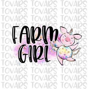 Farm Girl Sublimation Download,  Pig PNG, Instant Download Sublimation Download, Pig Unicorn Design, Pig Sublimation design, Farm Girl