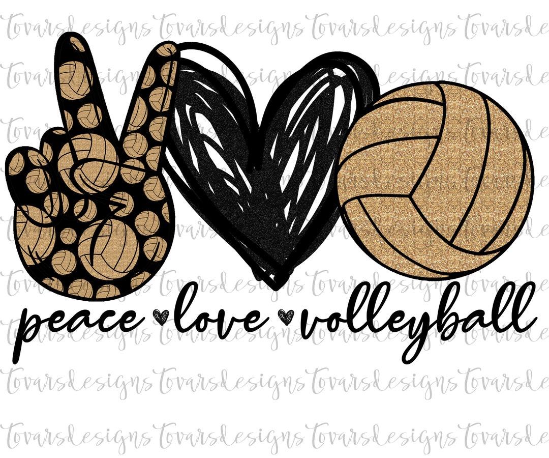 Peace Love Volleyball PNG Gold and Black Volleyball - Etsy