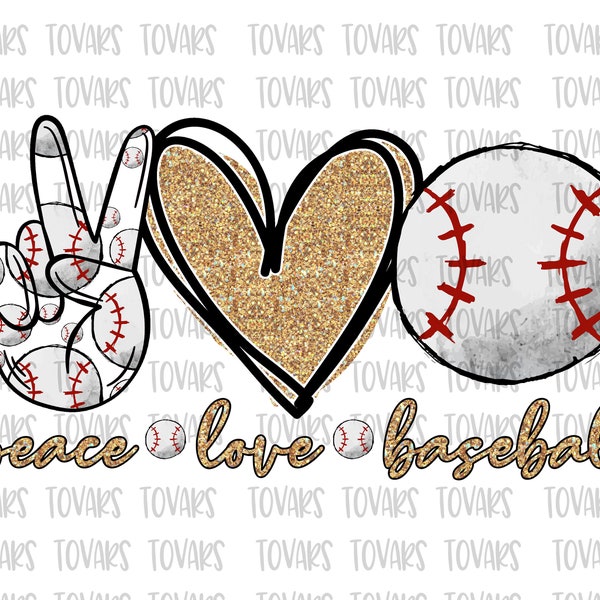 Peace love Baseball Sublimation Png Digital Download, Baseball Png, Baseball Glitter print Gold glitter PNG Peace Love Baseball png file