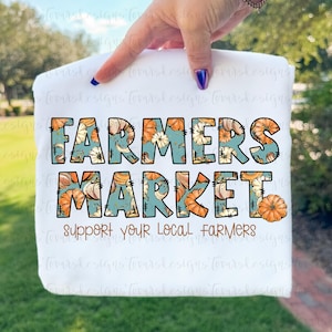 Farmers Market Pumpkin PNG, Fall Sublimation Design, Autumn Digital Download, Pumpkin Patch PNG image 1