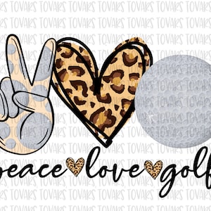 Frieden, Liebe, Golf Sublimation Download Golf Leopard Druck Sofortige Sublimation Download Clipart Golf, Golf Sublimation Digitales Design