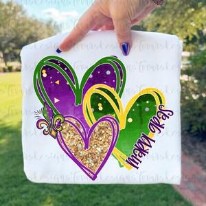 Mardi Gras Hearts Glitter Sublimation PNG (Digital Download)