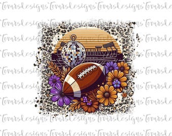 Leopardo da football viola e oro PNG: disegno a sublimazione (download digitale)
