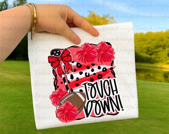 Touchdown Football PNG: Red & Black Game Day Design (Digital Download)
