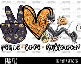 Peach Love halloween Sublimation Download, Halloween pumpkins PNG File, cat girl halloween, Sublimation pumpkin Halloween digital file
