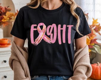 Fight Breast Cancer Ribbon PNG: Sublimation Design (Digital Download)