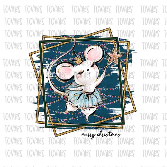 Watercolor Christmas Mouse PNG: Ballerina Sublimation (Digital Download)