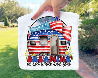 Patriotic Camper png, 4th of July Sublimation Design, USA Flag Camper Clipart, Summer Printable Art, Digital Download