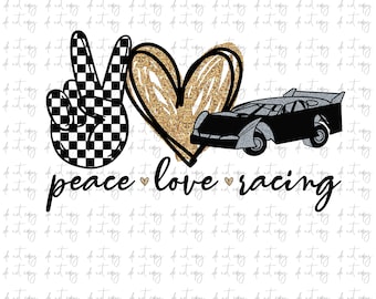Peace Love Racing Sublimation PNG: Checkered Flag (Digital Download)