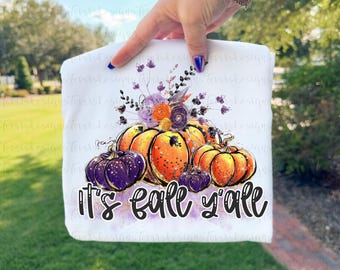 It's Fall Y'all Pumpkins png, Fall Pumpkin Sublimation, Autumn Floral Pumpkin Art, Purple Orange Pumpkins png, Fall Clipart Digital Download