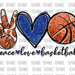 Peace Love Basketball Sublimation Download Basketball Orange Glitter Blue Instant Sublimation Download Clipart Basketball instant download