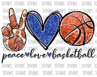 Peace Love Basketball Sublimation Download Basketball Orange Glitter Blue Instant Sublimation Download Clipart Basketball instant download