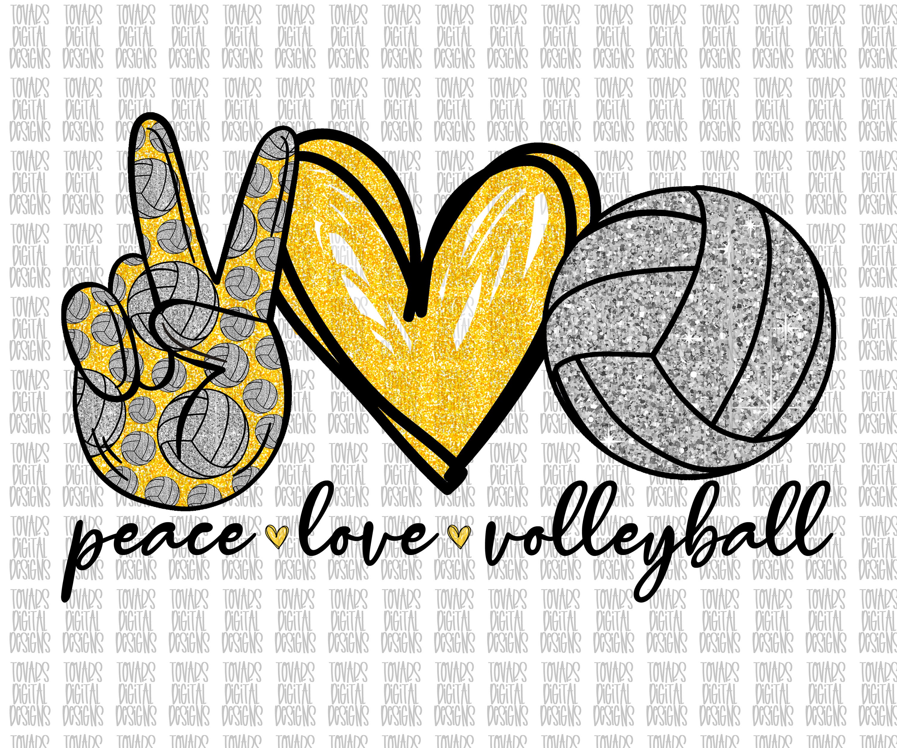 Peace Love Volleyball PNG Silver and Yellow Volleyball - Etsy UK