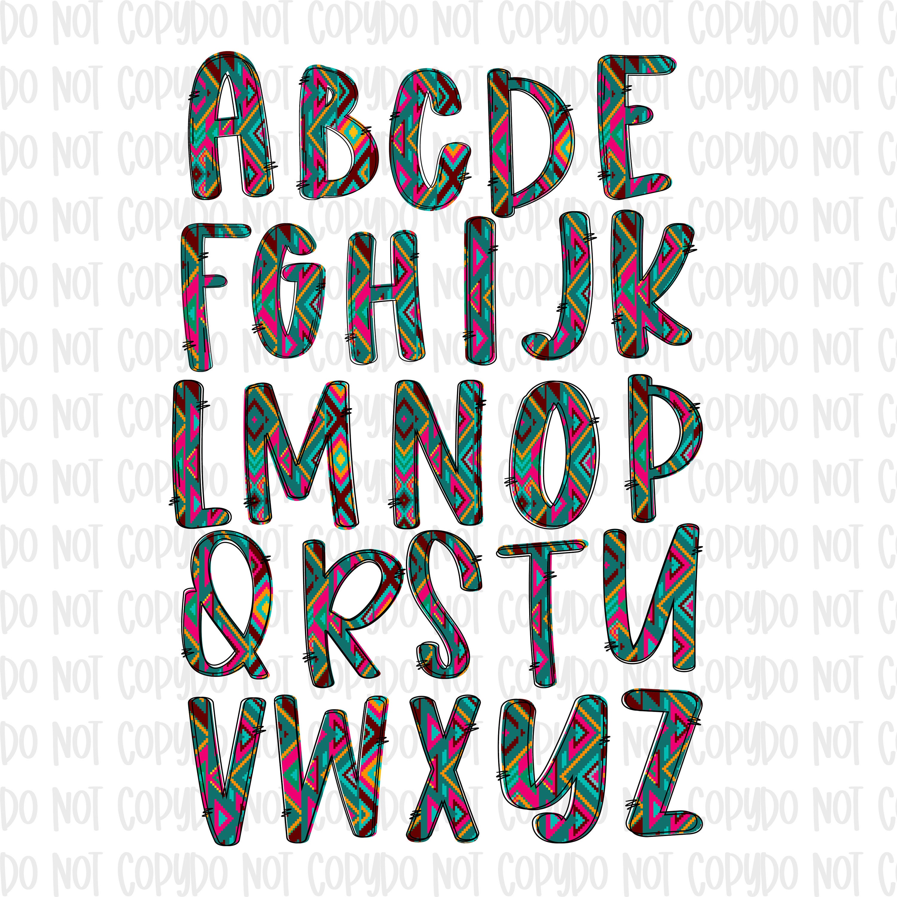 Aztec Doodle Alphabet, Sublimation Letters PNG (digital Download) - Etsy