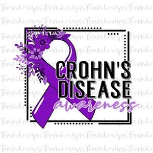 Floral Crohns Disease Awareness Png,  Crohns Disease Awareness PNG, Purple Awareness Ribbon Crohns Disease awareness ribbon purple