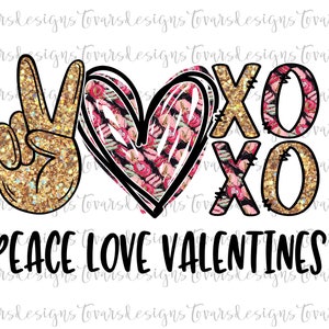 Frieden, Liebe Valentines Glitter Sublimation Digitaler Download, Liebe Macaron Print XOXO Sublimation Download, Valentinstag, XOXO Sublimation