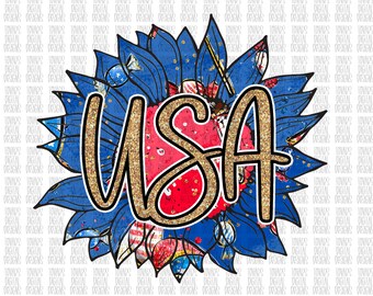 USA Sunflower PNG: Patriotic Sublimation Design (Digital Download)