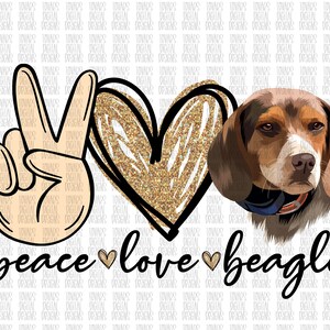 Peace love beagle Sublimation Png Digital Download, Glitter heart peace love beagle,, Peace love beagle sublimation download, beagle