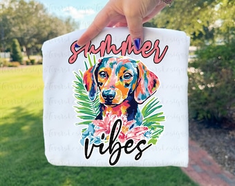Dachshund Summer Vibes PNG, Preppy Floral Dog PNG, Cute Wiener Dog PNG, Sausage Dog Summer Design, Dog Mom png Digital Download