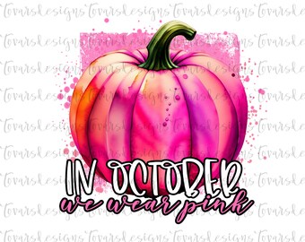 Pink Pumpkin Watercolor Design: Breast Cancer Awareness (PNG File)