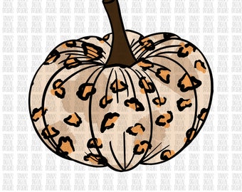 Leopard Pumpkin Sublimation Design: PNG Digital Download