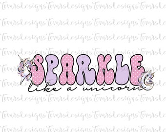 Glitzer Einhorn PNG Design: Sublimationstransfer (Digitaler Download)