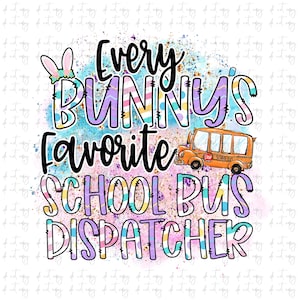 Imagen PNG de un despachador de autobús escolar con forma de conejito de Pascua, diseño para sublimación (descarga digital)