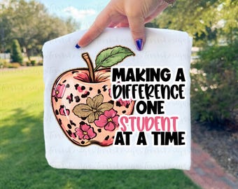 Teacher Apple PNG | Making a Difference Teacher Design | Teacher Sublimation PNG | Cute Apple Teacher Digital Download