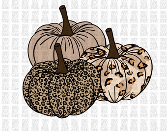 Leopard Print Pumpkins Fall PNG Design (Digital Download)