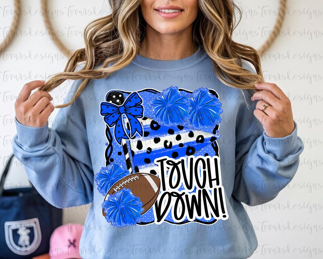 Touchdown Logo Blue Touchdown Football PNG: Blue & Black Game Day Design (digital Download ...