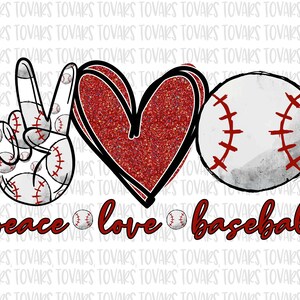 Peace love Baseball Sublimation Png Digital Download, Baseball Png, Baseball Glitter print red glitter Dots PNG Peace Love Baseball png file