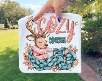 Cozy Season png, Reindeer Design: Christmas Sublimation Design (Digital Download)