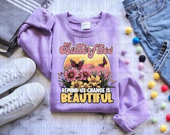 Floral Butterfly T-Shirt Design, Printable PNG Art (Digital Download)