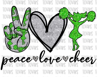 Peace Love Cheer PNG: Sublimation Design (Digital Download)