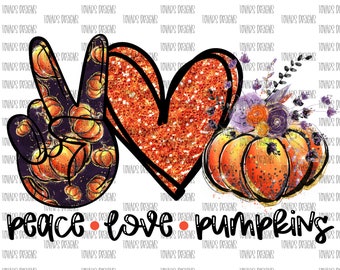 Archivo PNG de calabazas de Halloween con amor de melocotón: Diseño de sublimación (descarga digital)