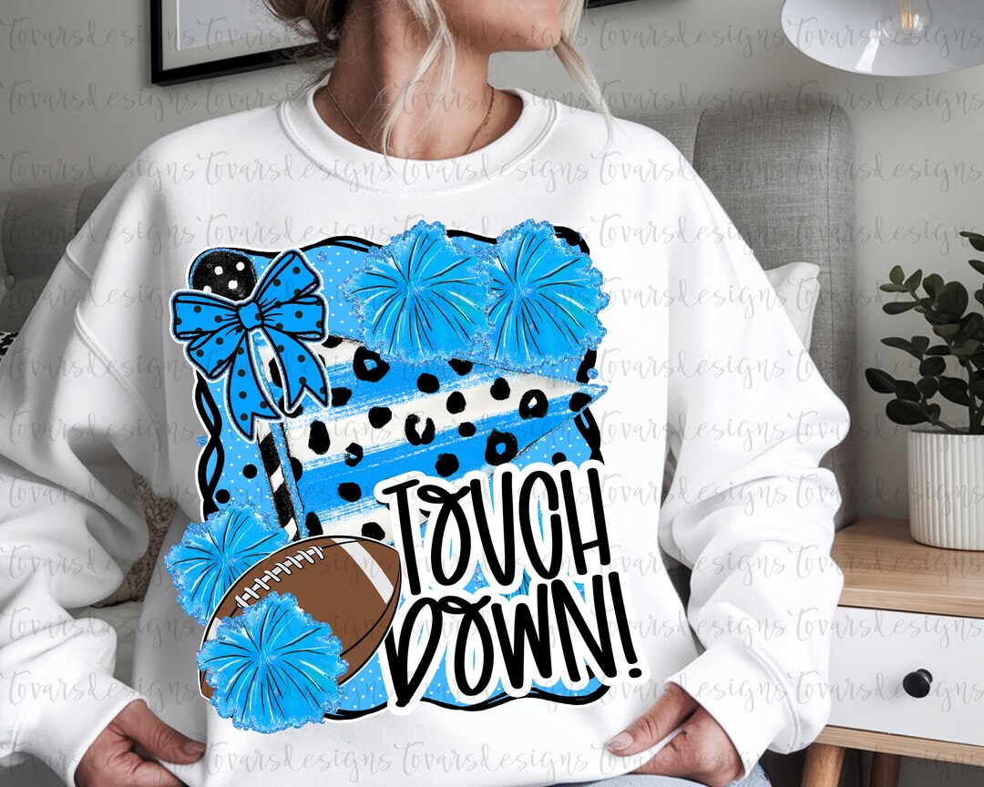 Touchdown Logo Blue Touchdown Football PNG: Light Blue & Black Game Day Design (digital ...