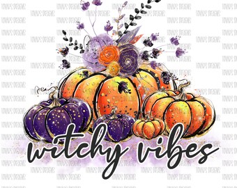 Witchy Vibes Pumpkins PNG: Halloween Sublimation Design (Digital Download)