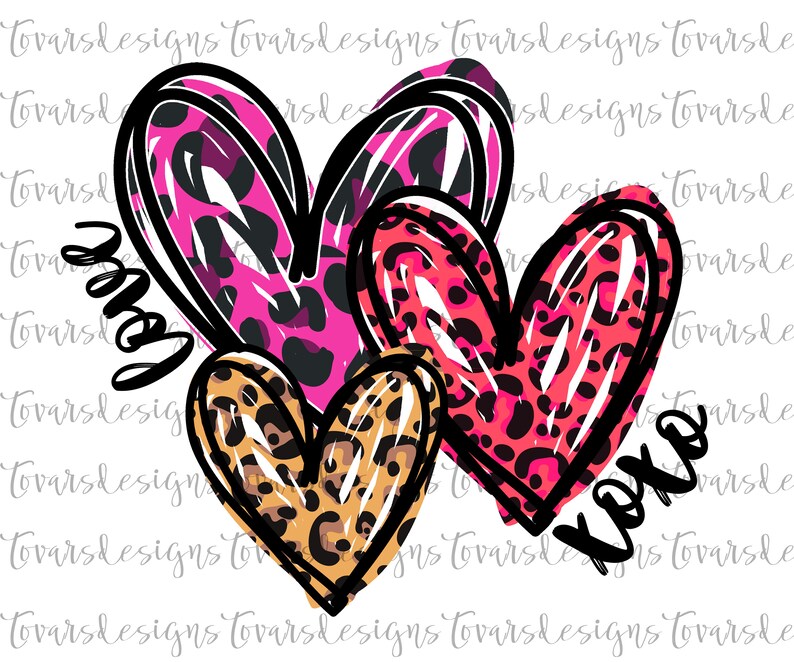 Download Valentines Day Hearts Sublimation Download Leopard Print ...