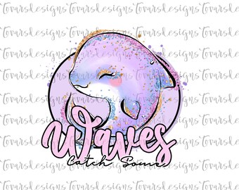 Whimsical Whale Waves PNG: Beach Design (Digital Download)