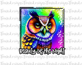 Rainbow Owl Sublimation Design: Watercolor Owl PNG (Digital Download)