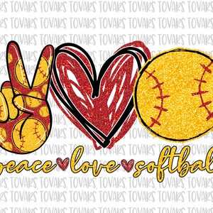 Peace Love Softball Glitter PNG: Sublimation Print (Digital Download)