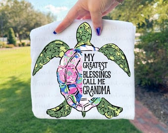 Grandma Turtle Floral PNG: Sublimation Download (Digital Download)